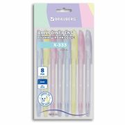 Ручки шариковые BRAUBERG «X-333 PASTEL», НАБОР 8 ШТУК, СИНИЕ, узел 0,7 мм, линия письма 0,35 мм, 144531