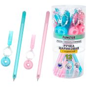 Ручка с подвеской шариковая FUNSTER «DONUT», СИНЯЯ, ассорти, пишущий узел 0,7 мм, линия письма 0,35 мм, 144373