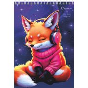 Скетчбук Лисичка в тренде, А5, 40 л., 100 г/м2, выборочный уф-лак,  твердая подложка, спираль сверху