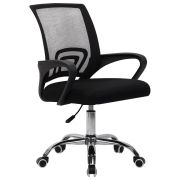 Кресло CROMEX (КРОМЕКС) «Top CH-695», ХРОМ, с подлокотниками, сетка/ткань TW, черное, 533066