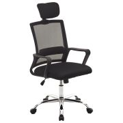 Кресло CROMEX (КРОМЕКС) «Debut CH-697», ХРОМ, с подлокотниками, механизм качания, сетка/ткань TW, черное, 533068