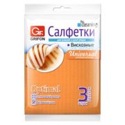 Салфетки из вискозы MINI, 30х26 см, 70 г/м2, КОМПЛЕКТ 3 шт., GRIFON, 910-002