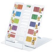 Подставка для книг и учебников большая BRAUBERG KIDS «Кот-Энтузиаст» с таблицей умножения, регулируемый угол наклона, металлическая, 238959