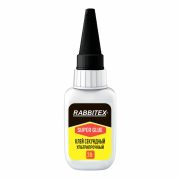 Клей секундный суперклей УЛЬТРАПРОЧНЫЙ, МАКСИМАЛЬНЫЙ ОБЪЕМ, набор 2х20 грамм, RABBITEX, 609805