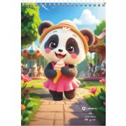 Скетчбук Панда - сластена, А5, 40 л., 100 г/м2, выборочный уф-лак,  твердая подложка, спираль сверху