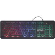 Клавиатура проводная бесшумная USB, 104 плоские клавиши, LED-подсветка, SONNEN K308, черная, 513947