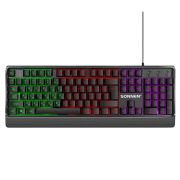 Клавиатура проводная бесшумная USB, 104 клавиши, LED-подсветка, SONNEN K305, черная, 513948