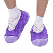 Бахилы ламинированные, КОМПЛЕКТ 500 шт., 38х16 см, спанбонд + ПВД, 100 мкм, 13 г, фиолетовые, ELEGREEN, ПВД-50/2р-Ф-Б