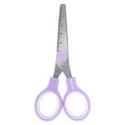 Ножницы BRAUBERG KIDS 130 мм, ручки лавандовые, закругленные лезвия с линейкой, 274061
