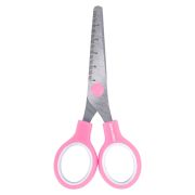 Ножницы BRAUBERG KIDS 130 мм, ручки розовые, закругленные лезвия с линейкой, 274063