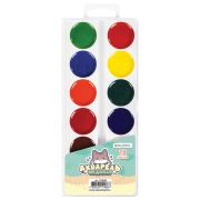 Краски акварельные BRAUBERG «МИЛЫЕ КОТЫ», медовые, 12 цветов, круглые кюветы, 192685