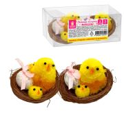 Декорация пасхальная 5 см «Птенцы в гнезде», КОМПЛЕКТ 2 штуки, полиэстер, ЗОЛОТАЯ СКАЗКА, 592631