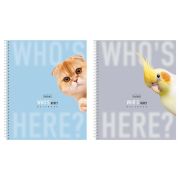 Тетрадь А5 96 л., HATBER, спираль, линия, матовая ламинация, «Кто здесь?» (микс в спайке), 96Т5лВ2сп