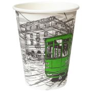 Стакан одноразовый бумажный 300/360мл d-90мм с печатью, ГОРОД, КОМПЛЕКТ 50шт, WELDAY, 702696