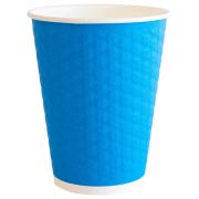 Стакан одноразовый бумажный 300/360мл d-90мм двухсл. «Соты» синий КОМПЛЕКТ 50шт WELDAY, 702707