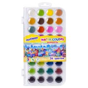 Краски акварельные ЮНЛАНДИЯ «ДОМИКИ», 36 цветов, круглые кюветы 23 мм, пенал, 192633