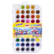 Краски акварельные ЮНЛАНДИЯ «ДОМИКИ», 48 цветов, круглые кюветы 23 мм, пенал, 192634