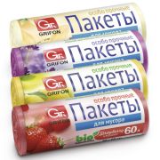 Мешки для мусора «Арома» 60 л, в рулоне, ассорти 20 шт., ПНД, 56х53,5 см, 9 мкм, GRIFON, 101-023