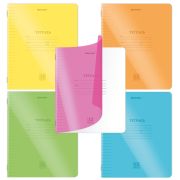 Тетрадь пластиковая обложка (НЕОН) 12 листов, линия, BRAUBERG «Smart Cover», АССОРТИ (микс в спайке), 405026