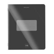 Тетрадь пластиковая обложка (прозрачная) А5, 48 листов, скоба, клетка, BRAUBERG «Smart Cover», ЧЕРНАЯ, 405040