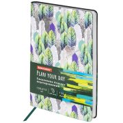 Ежедневник недатированный А5 (138х213 мм), BRAUBERG VISTA, под кожу, гибкий, фольга, 136 л., «Forest», 112029