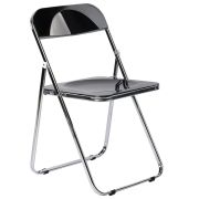 Стул складной глянцевый черный BRABIX «Style CF-015», хромированный каркас, пластик, 533248