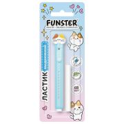Ластик выдвижной с топпером + 1 сменный ластик, FUNSTER (ФАНСТЕР) «КОТЁНОК», 125х12х12 мм, белый, голубой держатель, блистер, 274021