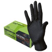 Перчатки нитриловые смотровые с текстурой CRYSTAL PRO, 25 пар (50 шт.), размер L (большой), черные, CR-BL-02