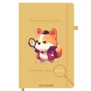 Скетчбук, слоновая кость 140 г/м2, 130х210 мм, 80 л., софт-тач, резинка, наклейки, FUNSTER (ФАНСТЕР), «Пёсик», 117784