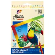 Карандаши цветные ЛУЧ «Школа Творчества», 18 цветов, трехгранные, натуральное дерево, 30С 1807-08