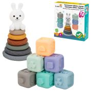 Набор тактильных игрушек-сортеров развивающих, пирамидка «Зайчик», кубики, 13 элементов, ЭКО, BAMBOX BABY (БАМБОКС БЭБИ), 665914