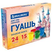 Гуашь BRAUBERG «ЗАМОК» 24 цвета по 15 мл, 192686