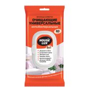 Салфетки влажные хозяйственные «УНИВЕРСАЛЬНЫЕ 6 в 1» 14,5х18 см, антибактериальные, 80 шт., HOUSE LUX, 10449