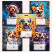 Тетрадь 12 л. BRAUBERG клетка, обложка картон, «Собачки», 107779