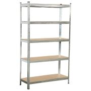 Стеллаж металлический BOOMHOUSE (БУМХАУС) безболтовой, 1800x1050x400 мм, 5 полок МДФ, нагрузка на стеллаж до 875 кг, серебристый, 291413