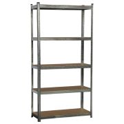 Стеллаж металлический BOOMHOUSE (БУМХАУС) безболтовой, 2000x1000x400 мм, 5 полок МДФ, нагрузка на стеллаж до 875 кг, серебристый, 291414