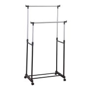 Вешалка для плечиков двухъярусная BOOMHOUSE (БУМХАУС) GR-003 (900-1600x800x400 мм), пластик/металл, черный/хром, 701438