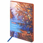 Блокнот А5 (143x210 мм), BRAUBERG VISTA «Aqua Autumn», под кожу, гибкий, 80 л., 112072