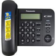Телефон PANASONIC KX-TS2356RUB, черный, память 50 номеров, АОН, ЖК-дисплей с часами, тональный/импульсный режим