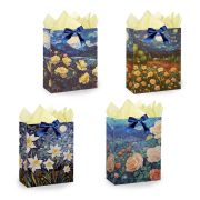 Пакет подарочный (1 штука) 18х10х23см (M) «3D Flowers», ассорти, с тишью, ЗОЛОТАЯ СКАЗКА, 700809