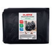 Мешки для мусора 240л черные в пласте 50 штук прочные, ПВД 40 мкм, 105x135см, LAIMA, 702685