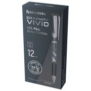 Ручка гелевая с грипом BRAUBERG «GRAPHITE VIVID», ЧЕРНАЯ, пишущий узел 0,5 мм, линия письма 0,35 мм, 144542