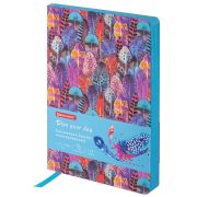 Ежедневник недатированный B6 (127х186 мм), BRAUBERG VISTA, под кожу, гибкий, 136 л., «Feathers», 112113