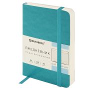 Ежедневник недатированный МАЛЫЙ 100х150 мм А6 BRAUBERG «Metropolis Ultra», под кожу, 160 л., бирюза, 113298