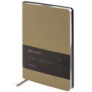 Ежедневник недатированный А5 138х213 мм BRAUBERG «Metallic», под кожу, 136 л., гибкий, бежевый, 113378