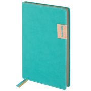 Ежедневник недатированный А5 (138х213 мм), BRAUBERG «AIM», под кожу, 136 л., бирюзовый, 113419