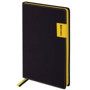 Ежедневник недатированный А5 (138х213 мм), BRAUBERG «AIM», под кожу, 136 л., черный, 113421