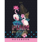 Блокнот А5 167х216 мм, 80 л., твердый, клетка, блок 5 цветов, HATBER, 3D фольга, «Фламинго», 80ББ5лофВ1