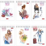 Блокнот МАЛЫЙ ФОРМАТ А7 75х105 мм, 60 л., гребень, картон, клетка, HATBER «Happy time», 066624, 60Б7В1гр