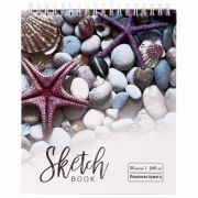 Скетчбук, каменная бумага 245 г/м2, 170х195 мм, 20 л., гребень, подложка, холодная фольга, «Звезда», 98603